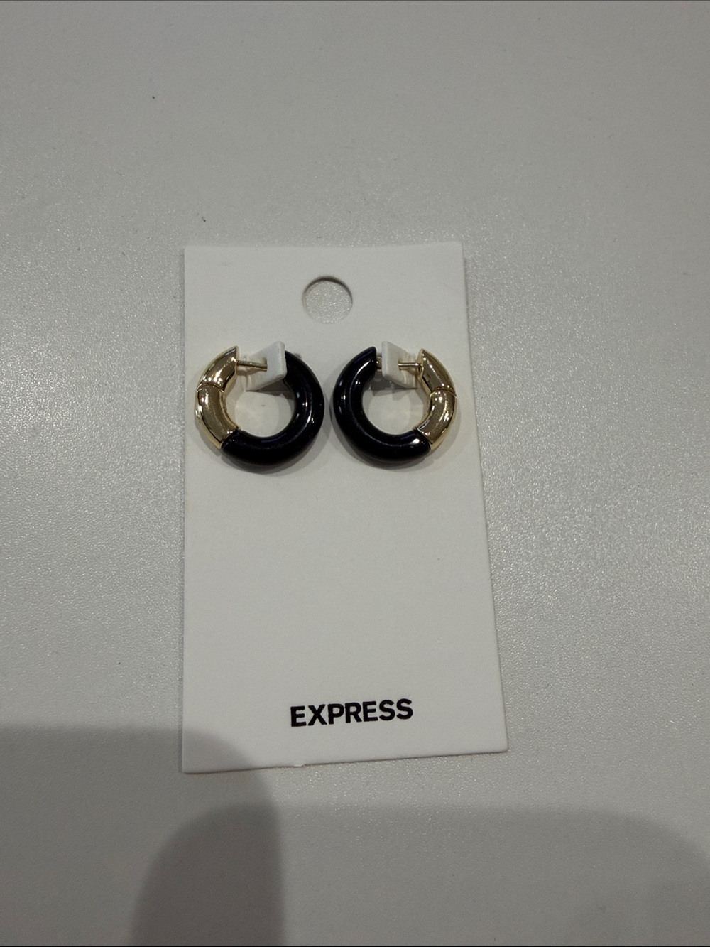 EXPRESS Black and Gold Small Hoop Earrings